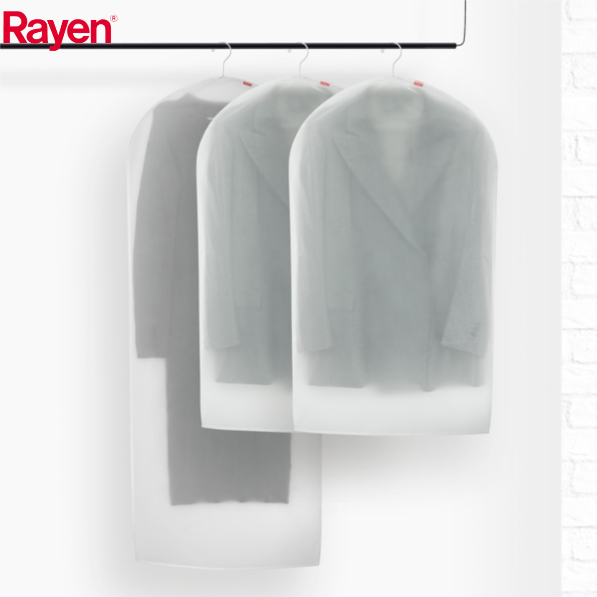 Rayen 洋服カバー S L 半透明 ロング 3枚入 （ 衣類カバー 収納 衣類収納 洋服 衣類 カバー 衣類収納袋 収納袋 スーツ ジャケット ワンピ