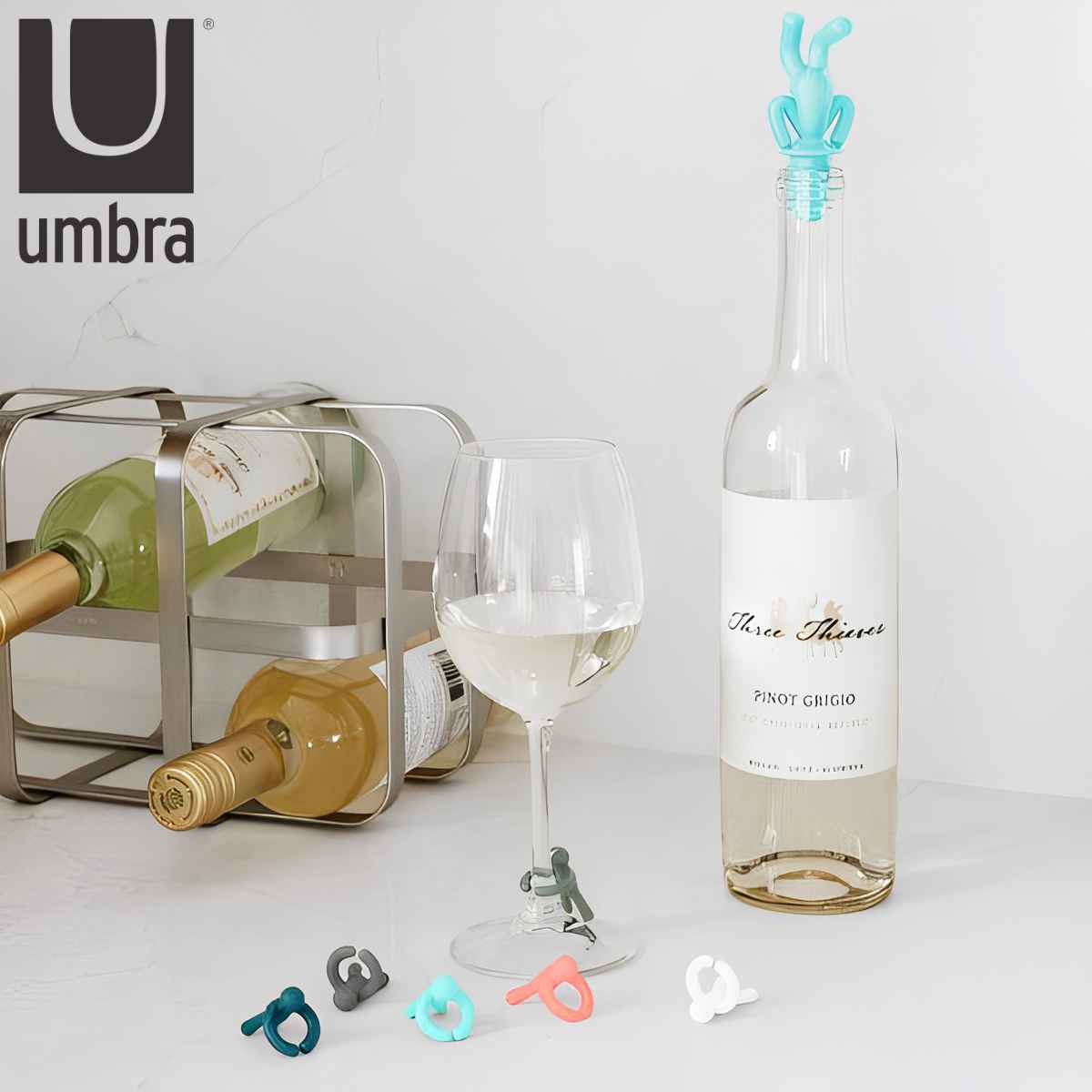 umbra ボトルストッパー ワインチャーム＆ストッパー セット バディ （ アンブラ ワイン保存 ワイングッズ ワイン用品 酸化防止 密閉保存