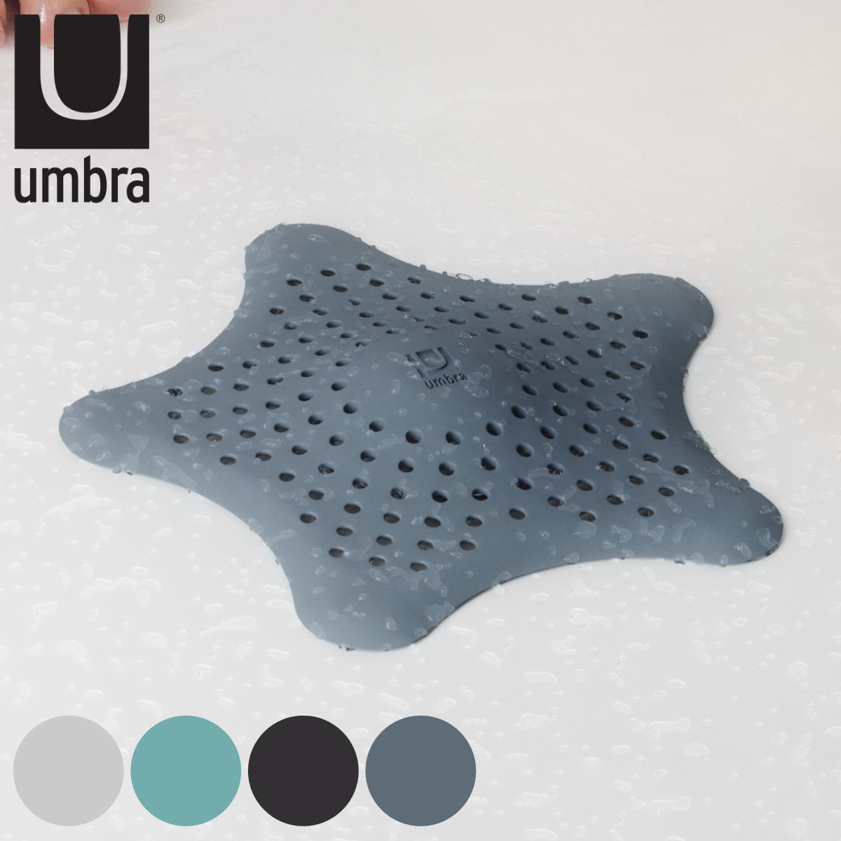 排水口カバー umbra アンブラ スターフィッシュ ヘアーキャッチャー 排水口 カバー ( 浴槽 髪の毛 ゴミ受け ごみ受け バスタブ シリコン 吸盤 ユニットバス シャワー 簡単設置 置くだけ ヒトデ 便利 おしゃれ ) 【ホワイト】