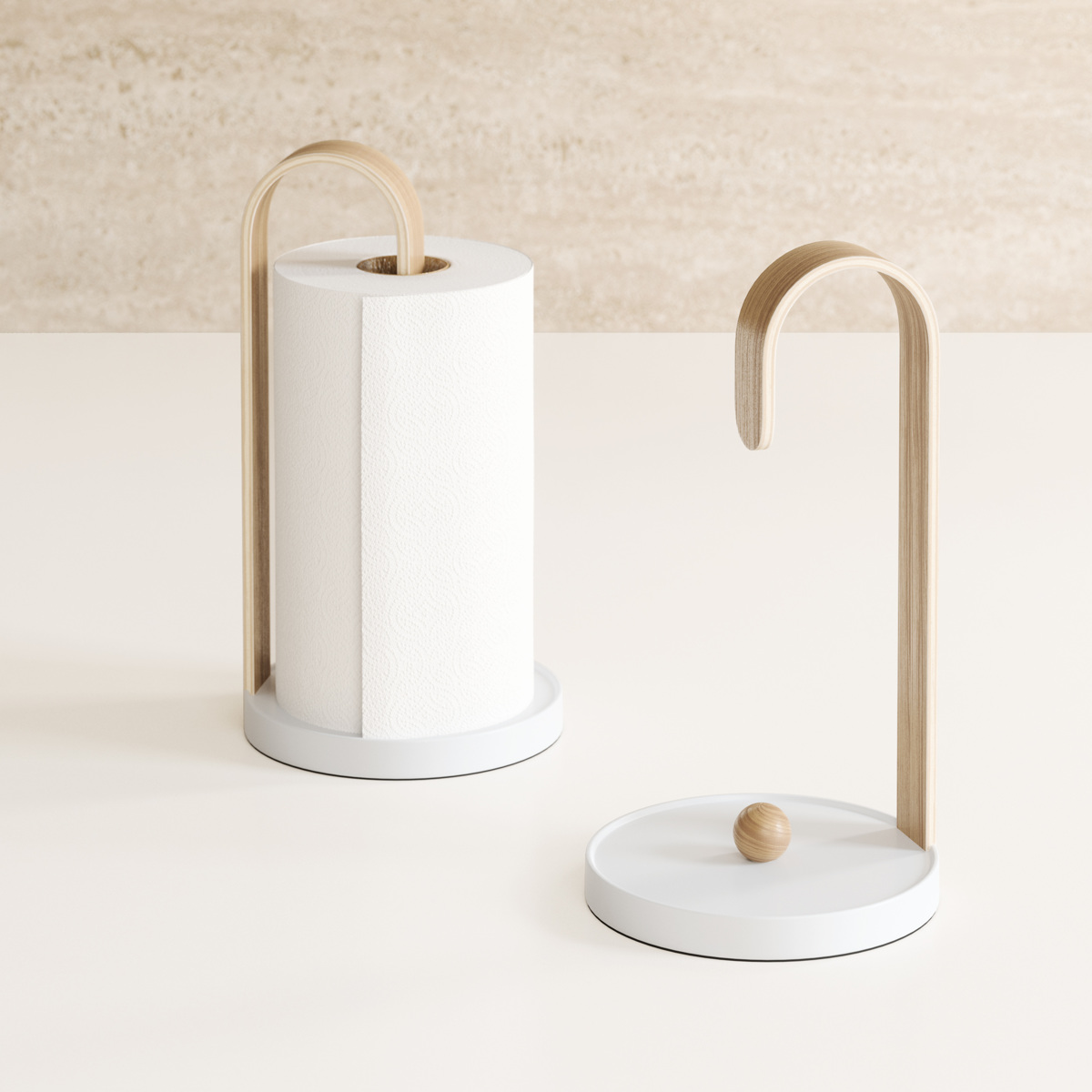 Umbra キッチンペーパーホルダー ベルウッド ペーパータオルホルダー ( アンブラ ペーパーホルダー ペーパースタンド ロールスタンド ロールペーパーホルダー キッチンペーパー スタンド ホルダー 立て 縦置き 片手 おしゃれ ) 【ウォールナット×ブラック】 ウォールナット×ブラック