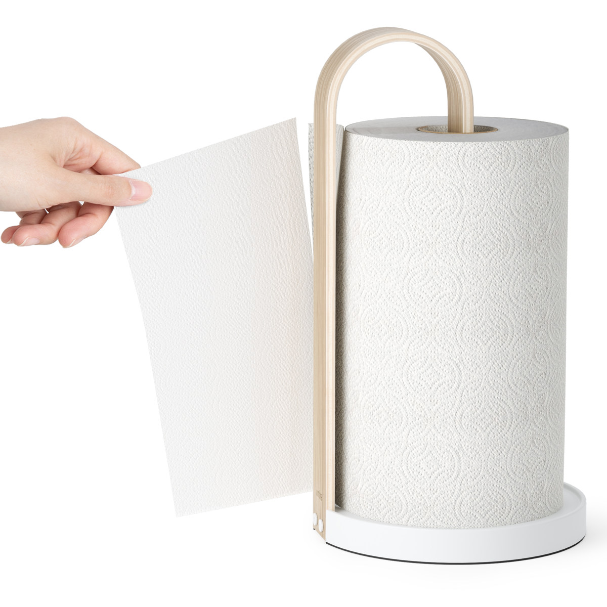 Umbra キッチンペーパーホルダー ベルウッド ペーパータオルホルダー ( アンブラ ペーパーホルダー ペーパースタンド ロールスタンド ロールペーパーホルダー キッチンペーパー スタンド ホルダー 立て 縦置き 片手 おしゃれ ) 【ウォールナット×ブラック】 ウォールナット×ブラック