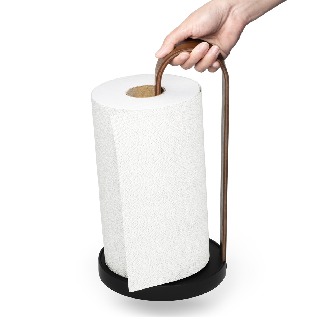 Umbra キッチンペーパーホルダー ベルウッド ペーパータオルホルダー ( アンブラ ペーパーホルダー ペーパースタンド ロールスタンド ロールペーパーホルダー キッチンペーパー スタンド ホルダー 立て 縦置き 片手 おしゃれ ) 【ウォールナット×ブラック】 ウォールナット×ブラック