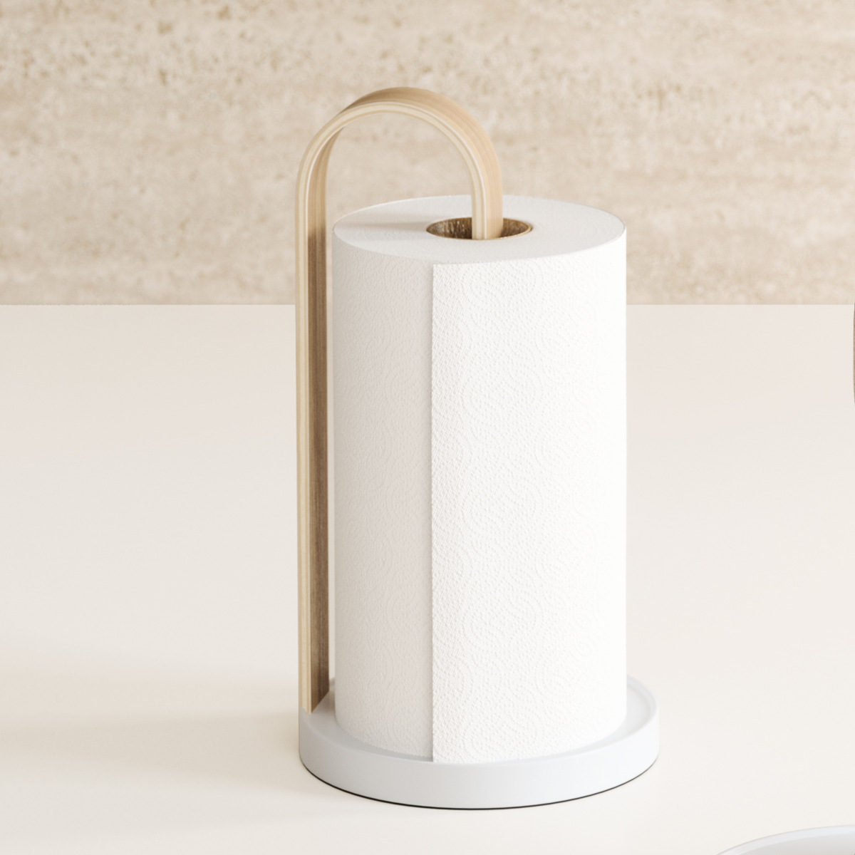 Umbra キッチンペーパーホルダー ベルウッド ペーパータオルホルダー ( アンブラ ペーパーホルダー ペーパースタンド ロールスタンド ロールペーパーホルダー キッチンペーパー スタンド ホルダー 立て 縦置き 片手 おしゃれ ) 【ウォールナット×ブラック】 ウォールナット×ブラック