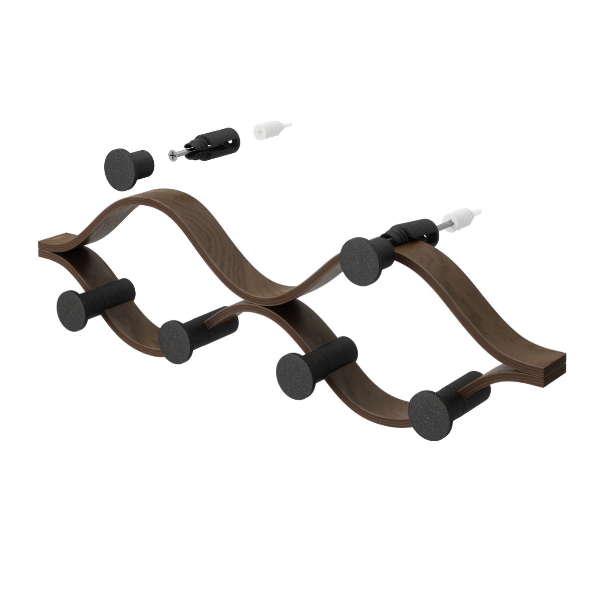 棚 壁 モンタージュ フック 6個付き 幅51×奥行6×高さ15cm ( Umbra アンブラ 壁掛け デザインフック 壁掛けフック ウォールフック 壁面収納 木製 おしゃれ コートハンガー 洋服掛け ハンガーフック 玄関 収納 カバン 帽子 ) 【ナチュラル】 ナチュラル