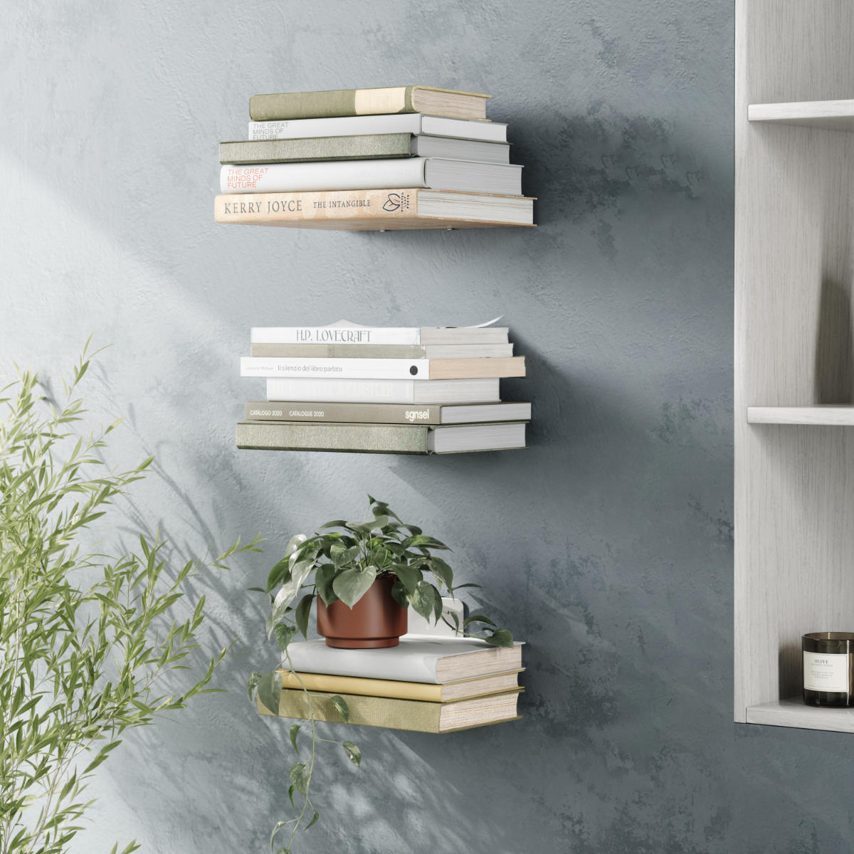 棚 壁 コンシール S 3個入り シルバー 幅14×奥行13×高さ14cm ( Umbra アンブラ ブックシェルフ 飾り棚 壁面収納 ディスプレイ ウォールシェルフ シェルフ 壁面 収納 ディスプレイラック おしゃれ リビング 玄関 見せる収納 )