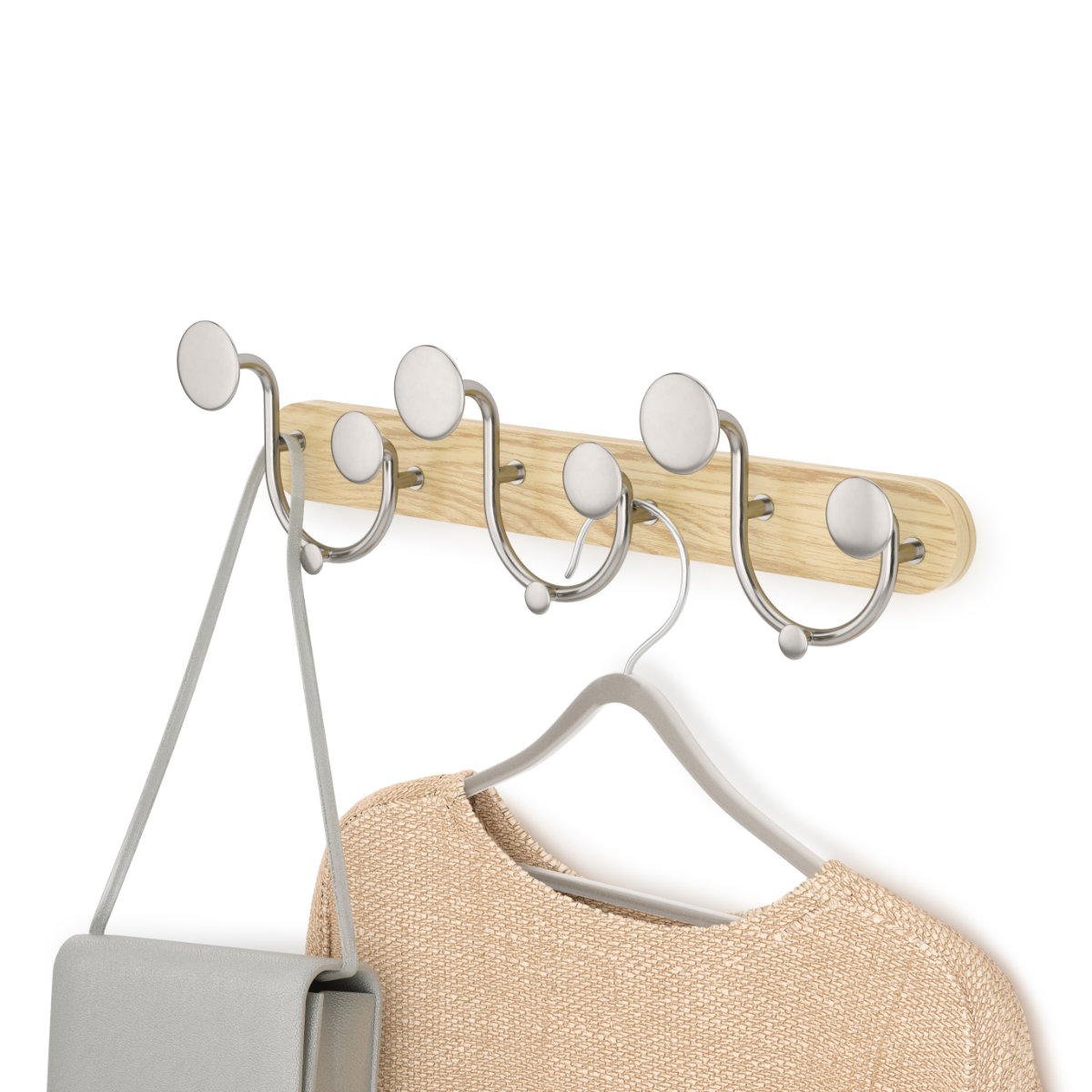 フック 壁 メロディ 9個 幅43×奥行8×高さ13cm ( Umbra アンブラ 壁掛け デザインフック 壁掛けフック ウォールフック 壁面収納 木製 おしゃれ コートハンガー 洋服掛け ハンガーフック 玄関 収納 カバン 帽子 )