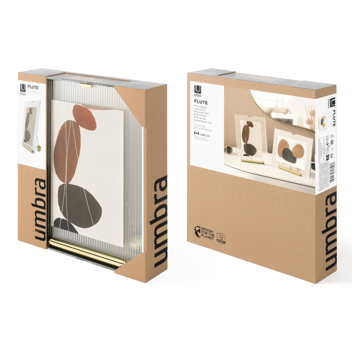 Umbra フルート フォトフレーム ガラス スチール 20×23cm ( 写真立て 写真 フレーム ガラス製 縦 横 2L判 イーゼルデザイン リブガラス 溝付きガラス フルートガラス おしゃれ フォト 飾る インテリア 玄関 リビング ) 【ブラック】 ブラック