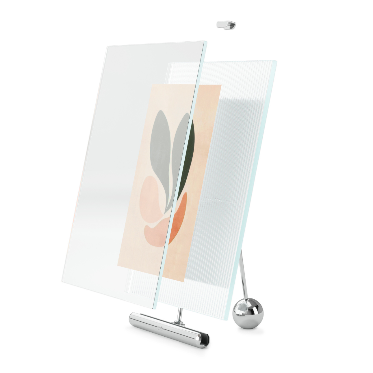 Umbra フルート フォトフレーム ガラス スチール 20×23cm ( 写真立て 写真 フレーム ガラス製 縦 横 2L判 イーゼルデザイン リブガラス 溝付きガラス フルートガラス おしゃれ フォト 飾る インテリア 玄関 リビング ) 【ブラック】 ブラック