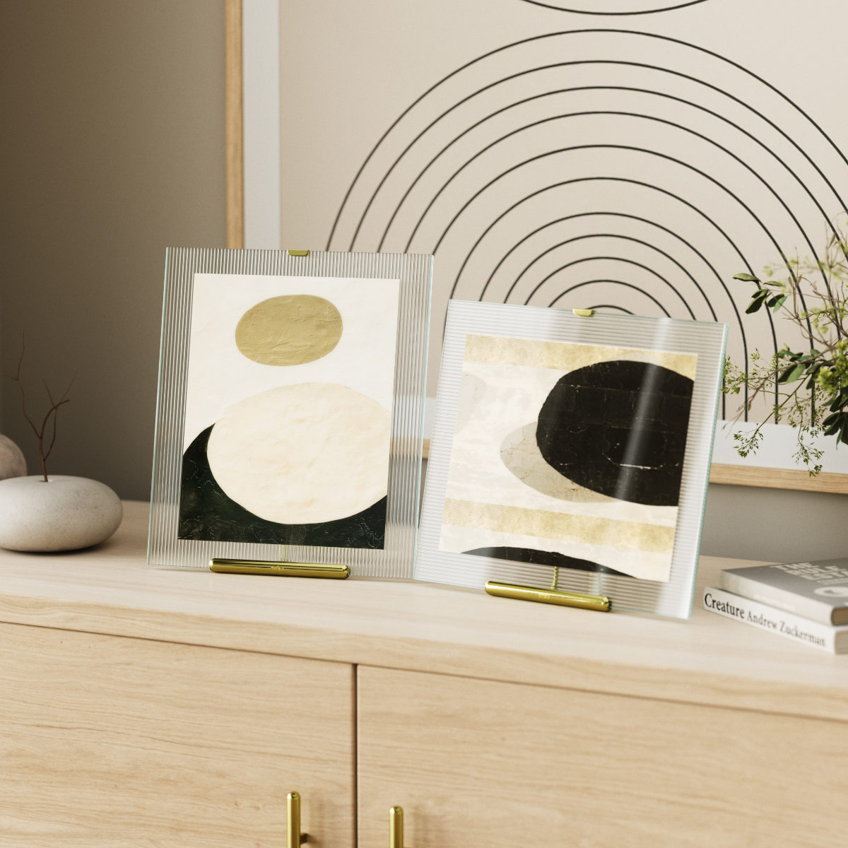 Umbra フルート フォトフレーム ガラス スチール 26×30cm ( 写真立て 写真 フレーム ガラス製 縦 横 6切 大きめ イーゼルデザイン リブガラス 溝付きガラス フルートガラス おしゃれ フォト 飾る インテリア 玄関 リビング ) 【ブラック】 ブラック