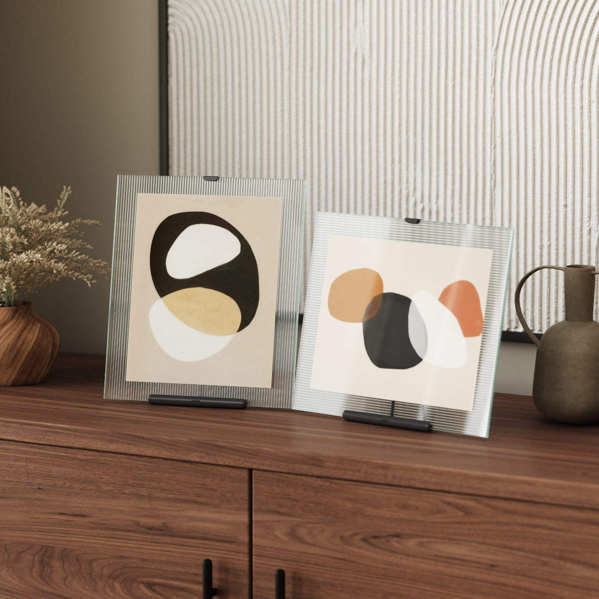 Umbra フルート フォトフレーム ガラス スチール 26×30cm ( 写真立て 写真 フレーム ガラス製 縦 横 6切 大きめ イーゼルデザイン リブガラス 溝付きガラス フルートガラス おしゃれ フォト 飾る インテリア 玄関 リビング ) 【ブラック】 ブラック