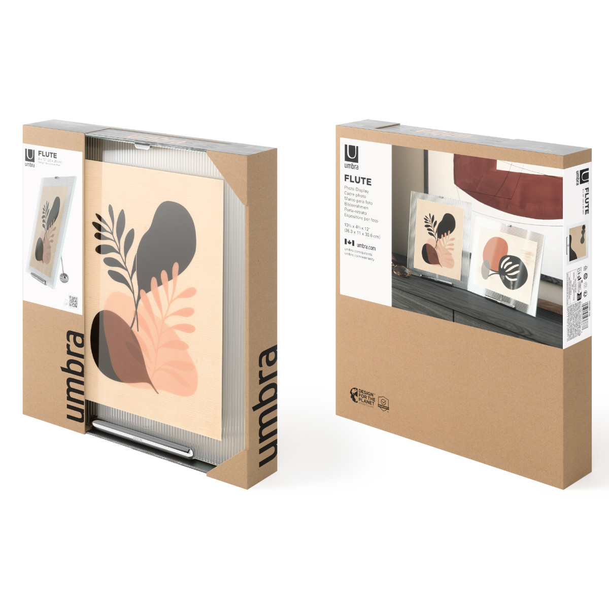 Umbra フルート フォトフレーム ガラス スチール 26×30cm ( 写真立て 写真 フレーム ガラス製 縦 横 6切 大きめ イーゼルデザイン リブガラス 溝付きガラス フルートガラス おしゃれ フォト 飾る インテリア 玄関 リビング ) 【ブラック】 ブラック