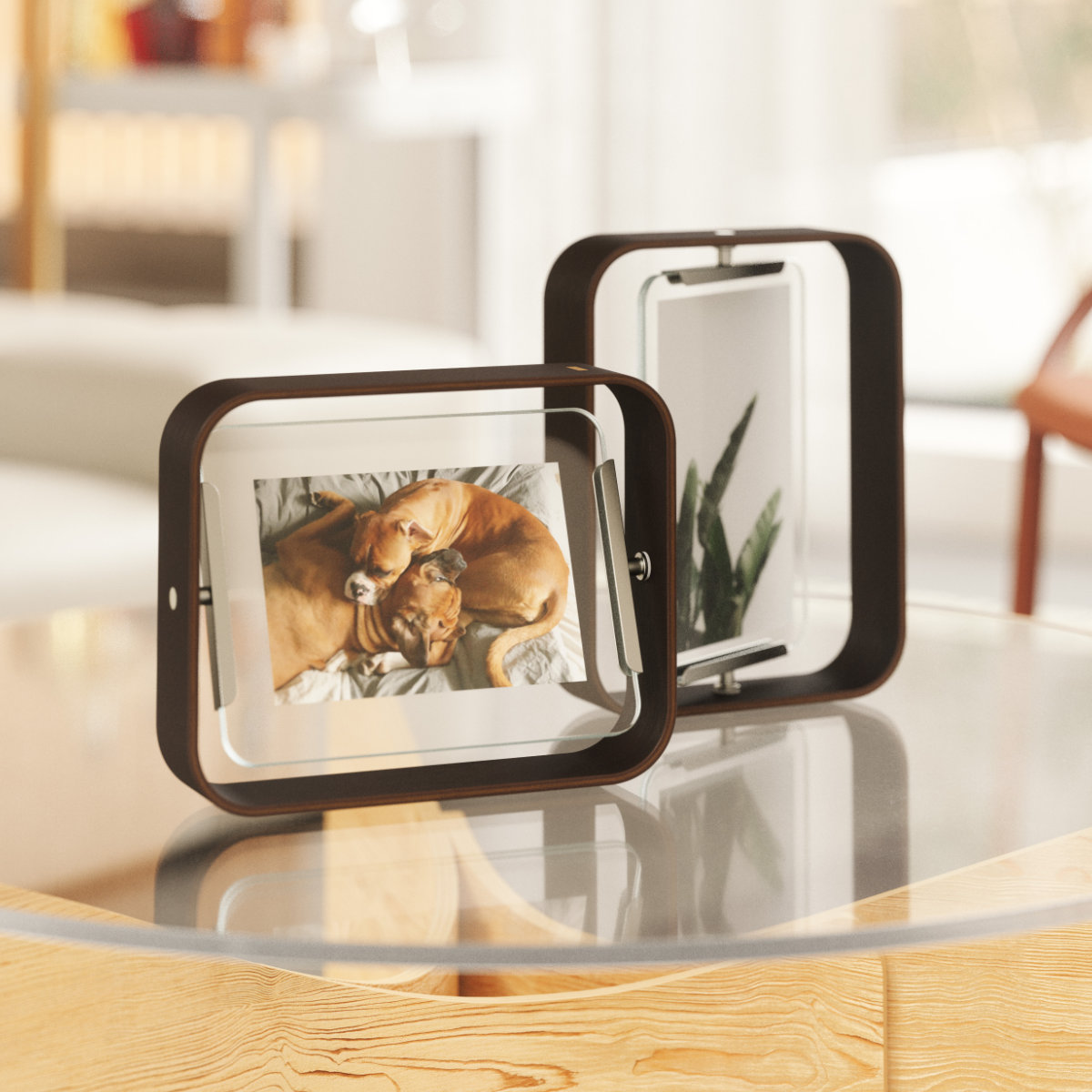 Umbra フォトフレーム ベルウッドデスクフレーム 18.8×23.9cm 木製 ガラス ( 写真立て 写真 フレーム 木 縦 横 2L判 回転 角度調整 おしゃれ フォト 飾る インテリア 玄関 リビング ) 【ブラック】 ブラック