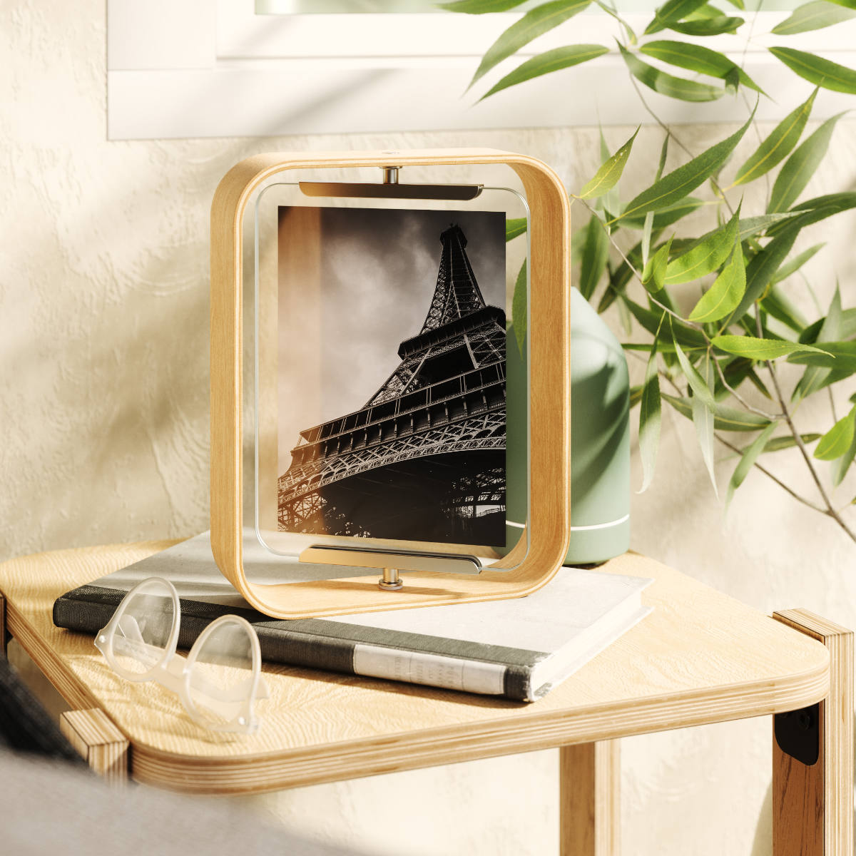 Umbra フォトフレーム ベルウッドデスクフレーム 18.8×23.9cm 木製 ガラス ( 写真立て 写真 フレーム 木 縦 横 2L判 回転 角度調整 おしゃれ フォト 飾る インテリア 玄関 リビング ) 【ブラック】 ブラック