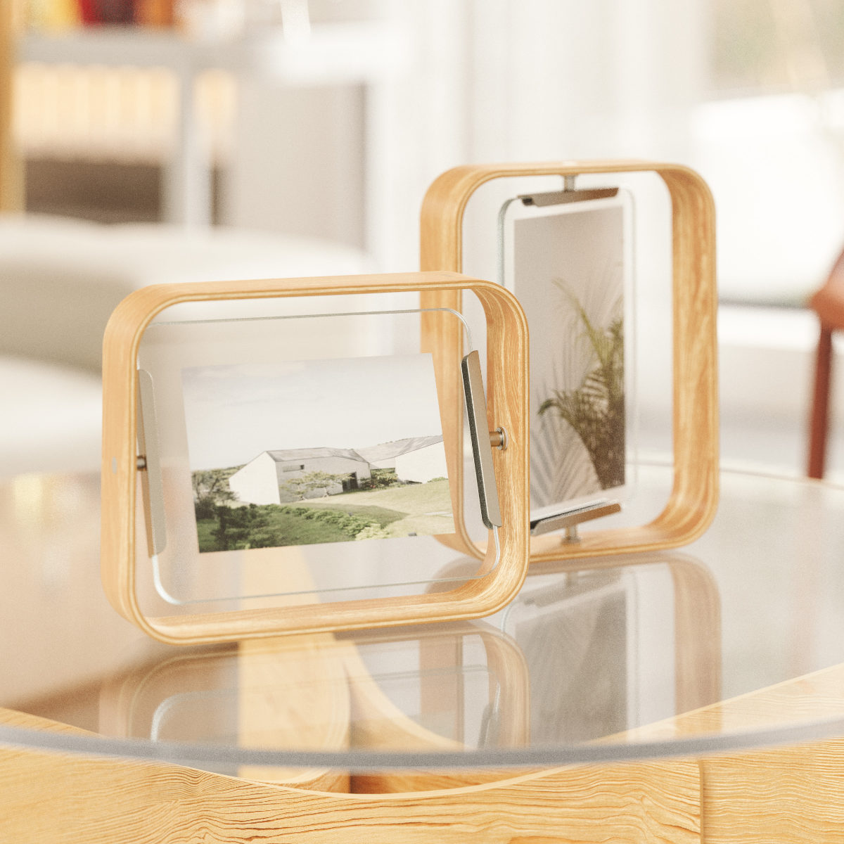 Umbra フォトフレーム ベルウッドデスクフレーム 18.8×23.9cm 木製 ガラス ( 写真立て 写真 フレーム 木 縦 横 2L判 回転 角度調整 おしゃれ フォト 飾る インテリア 玄関 リビング ) 【ブラック】 ブラック