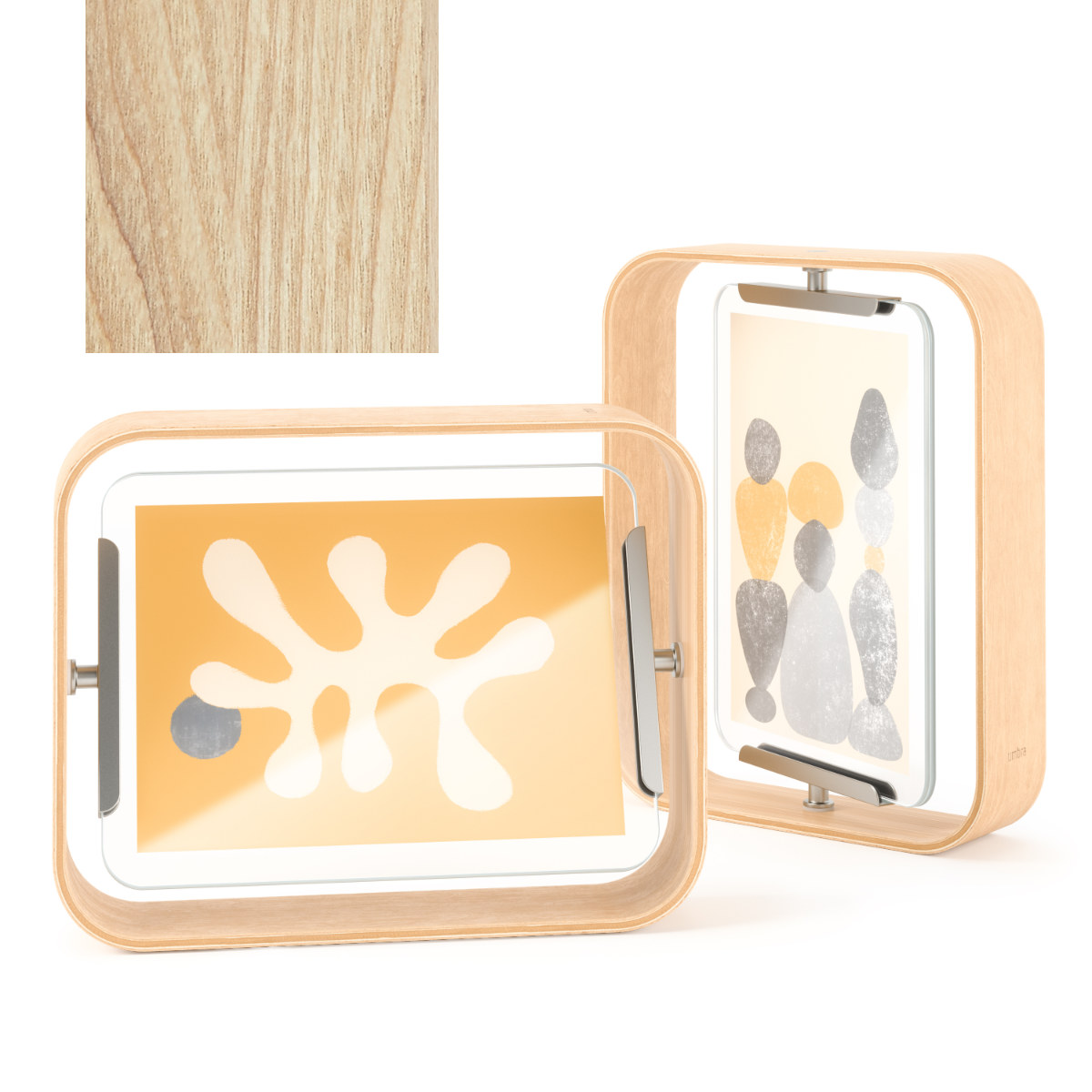 Umbra フォトフレーム ベルウッドデスクフレーム 18.8×23.9cm 木製 ガラス ( 写真立て 写真 フレーム 木 縦 横 2L判 回転 角度調整 おしゃれ フォト 飾る インテリア 玄関 リビング ) 【ブラック】 ブラック