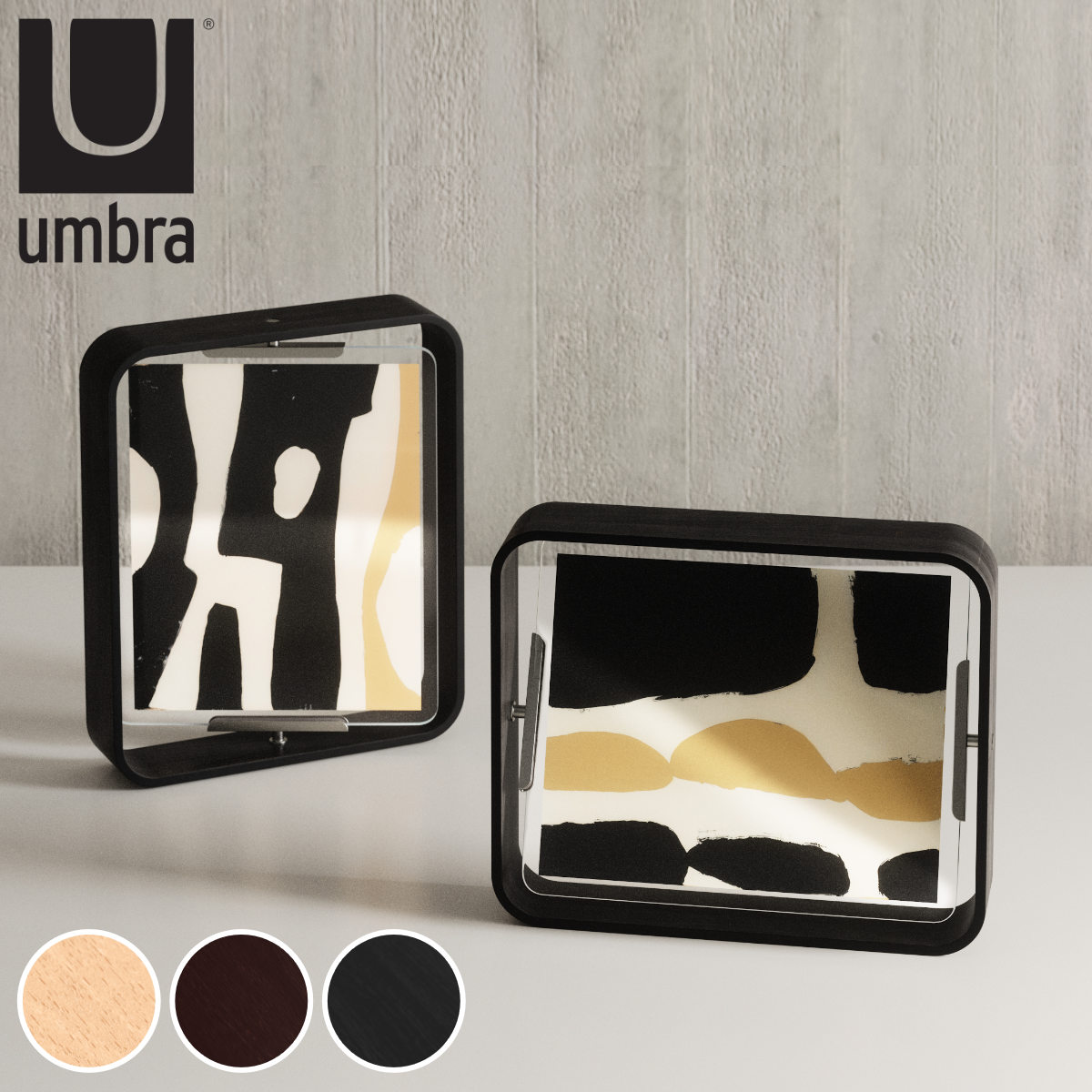 Umbra フォトフレーム ベルウッドデスクフレーム 26×31cm 木製 ガラス ( 写真立て 写真 フレーム 木 縦 横 6切 大きめ 六つ切り 回転 角度調整 おしゃれ フォト 飾る インテリア 玄関 リビング ) 【ブラック】