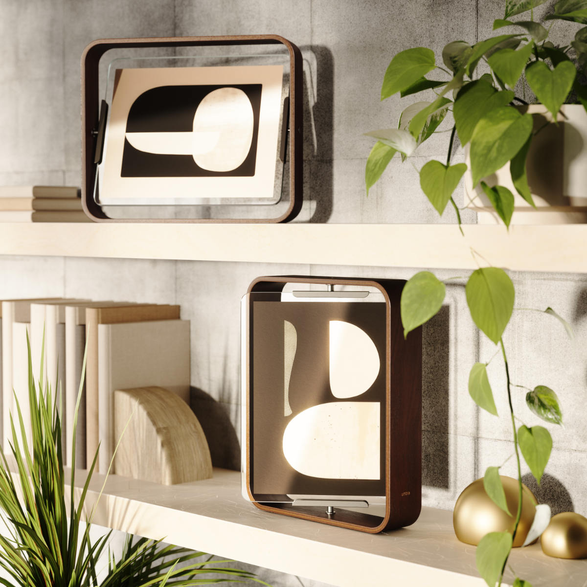 Umbra フォトフレーム ベルウッドデスクフレーム 26×31cm 木製 ガラス ( 写真立て 写真 フレーム 木 縦 横 6切 大きめ 六つ切り 回転 角度調整 おしゃれ フォト 飾る インテリア 玄関 リビング ) 【ブラック】 ブラック