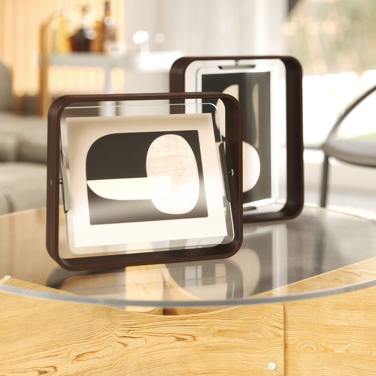 Umbra フォトフレーム ベルウッドデスクフレーム 26×31cm 木製 ガラス ( 写真立て 写真 フレーム 木 縦 横 6切 大きめ 六つ切り 回転 角度調整 おしゃれ フォト 飾る インテリア 玄関 リビング ) 【ブラック】 ブラック