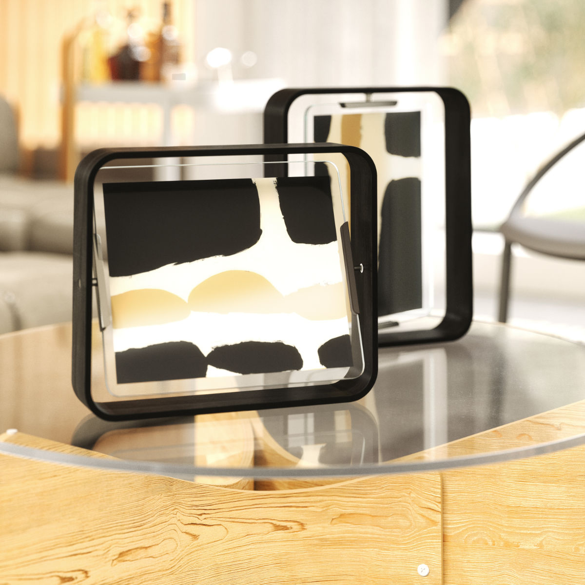 Umbra フォトフレーム ベルウッドデスクフレーム 26×31cm 木製 ガラス ( 写真立て 写真 フレーム 木 縦 横 6切 大きめ 六つ切り 回転 角度調整 おしゃれ フォト 飾る インテリア 玄関 リビング ) 【ブラック】 ブラック