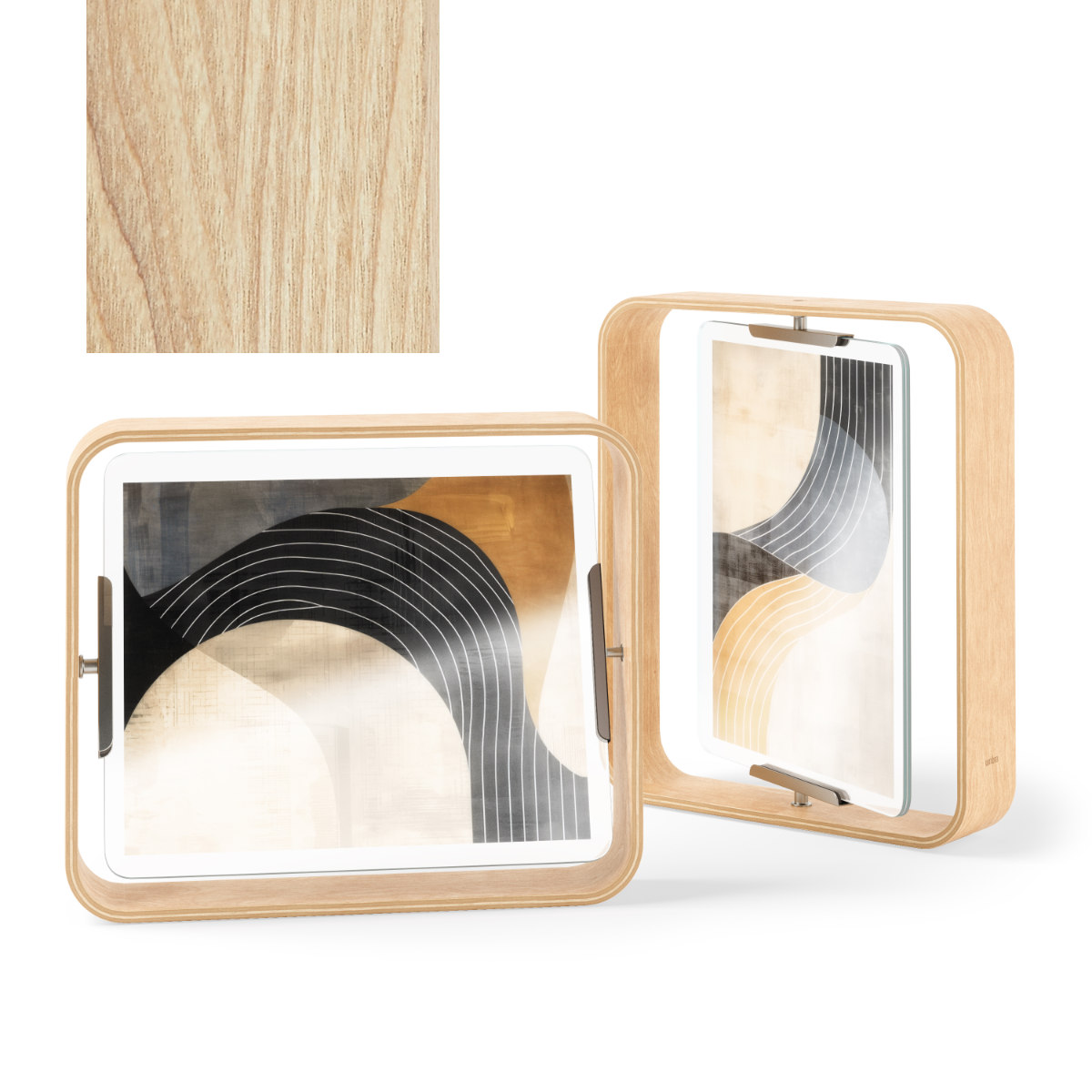 Umbra フォトフレーム ベルウッドデスクフレーム 26×31cm 木製 ガラス ( 写真立て 写真 フレーム 木 縦 横 6切 大きめ 六つ切り 回転 角度調整 おしゃれ フォト 飾る インテリア 玄関 リビング ) 【ブラック】 ブラック