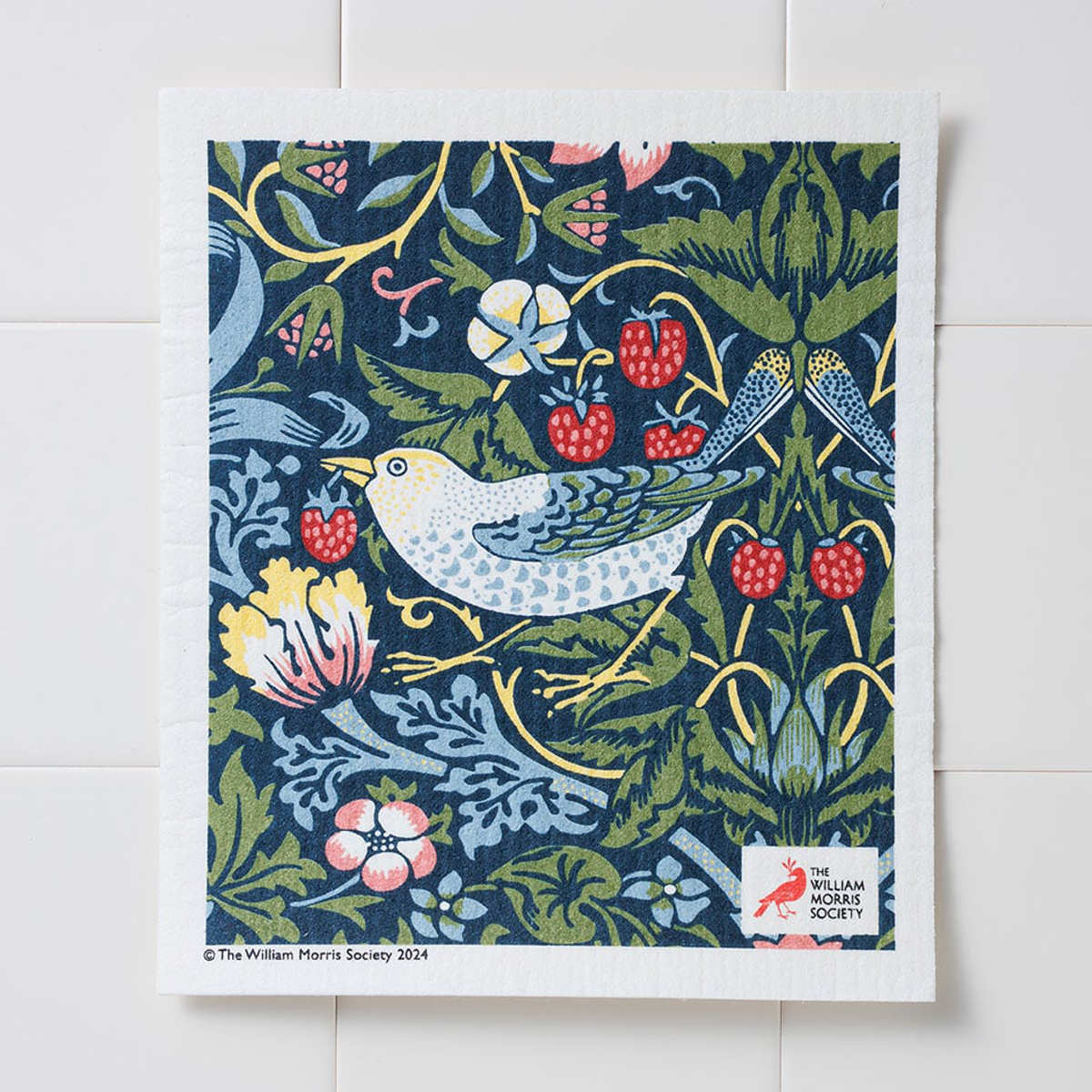 スポンジ イチゴドロボウ 吸水 エコンフォートハウス ウィリアムモリス 作業台 おしゃれ ( スポンジワイプ ふきん ウィリアム・モリス柄 北欧 ダスター 水切り 掃除 スウェーデン 万能 吸収力 キッチン掃除 洗える 煮沸OK )