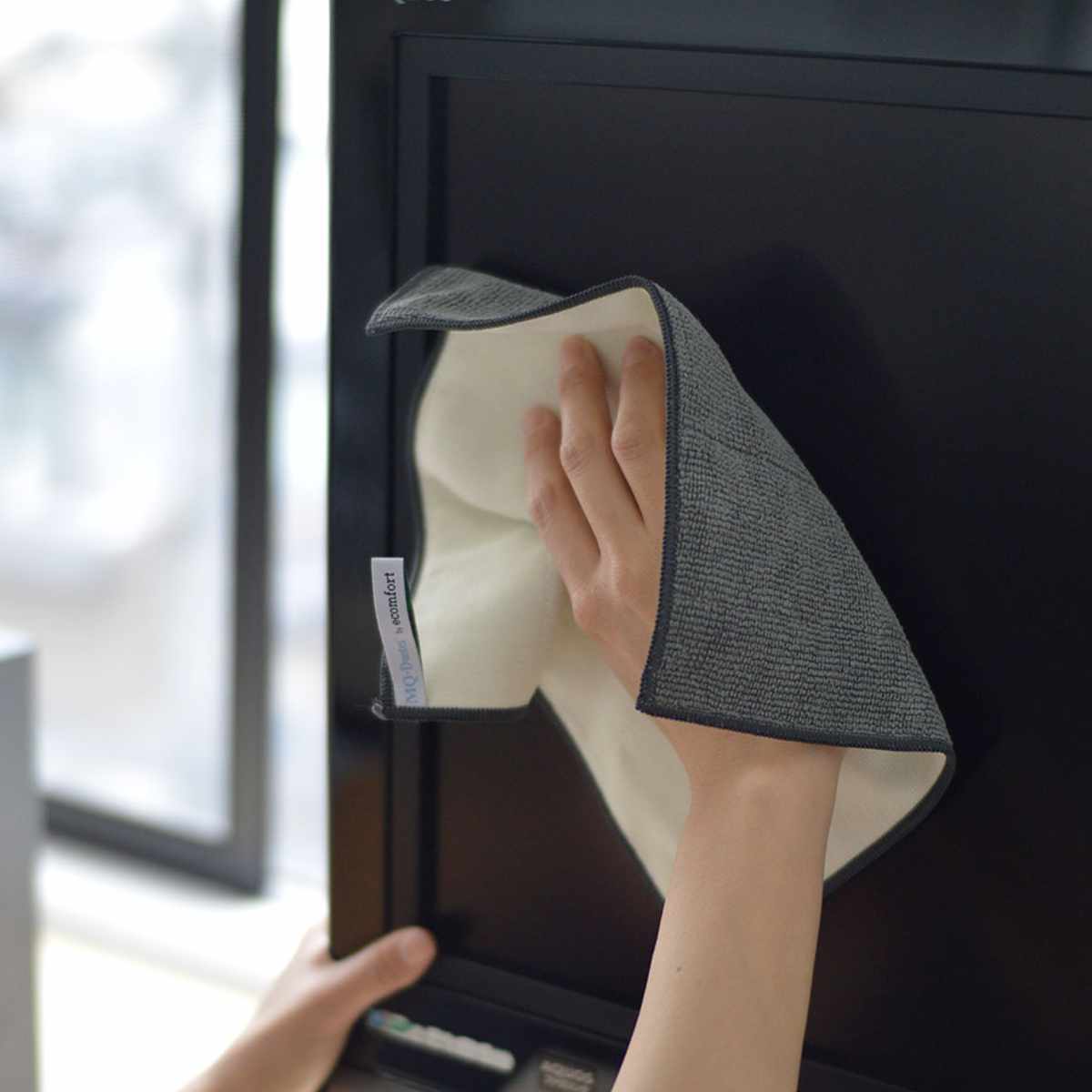 ふきん ダブルクロス 両面色違い 掃除 水だけで簡単 洗濯機OK 多用途 ( 手袋タイプ クロス 掃除用 雑巾 水だけでOK 拭き掃除 ほこり 鏡 掃除用品 掃除グッズ ) 【グレークリーム】 グレークリーム