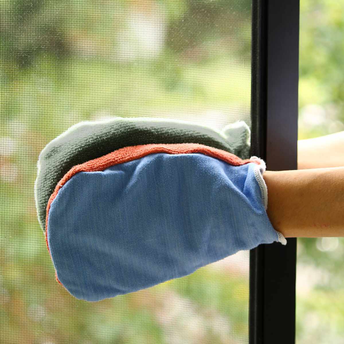 ふきん マルチグローブ 両面色違い 掃除 水だけで簡単 洗濯機OK 多用途 ( 手袋タイプ クロス 掃除用 雑巾 水だけでOK 拭き掃除 ほこり 鏡 掃除用品 掃除グッズ ) 【レッドブルー】 レッドブルー