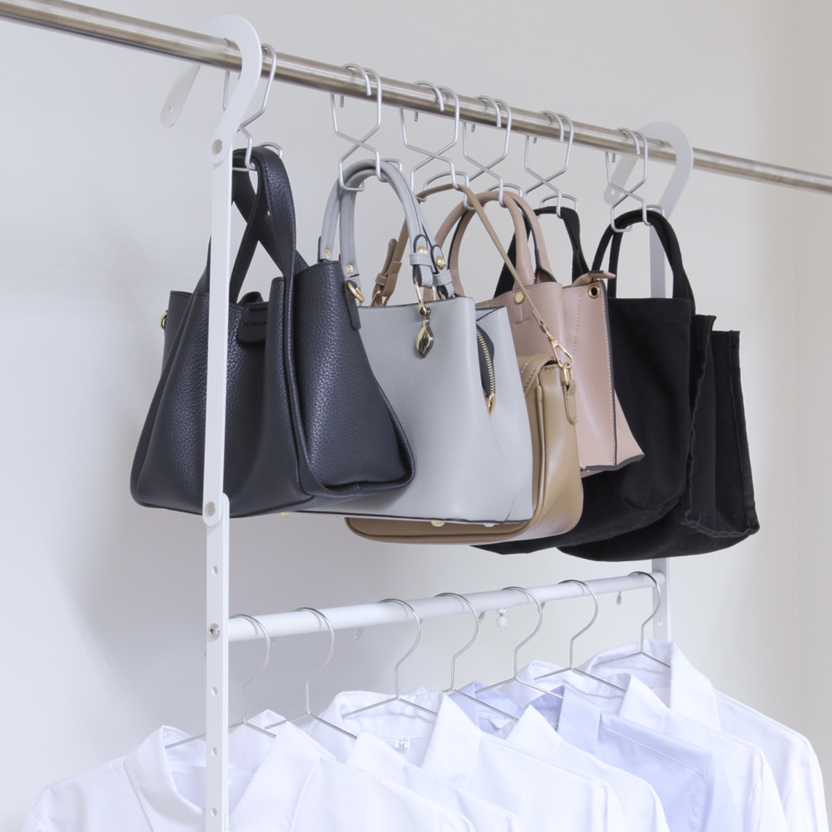 ハンガー 収納アップブランコハンガー 伸縮式 ワイド 幅63~107.5×奥行9.3×高さ72.5~101.7cm ( ブランコハンガー 2段 クローゼット 吊り下げ 収納アップハンガー クローゼット収納 収納アップ 省スペース 収納 衣類収納 大容量 )