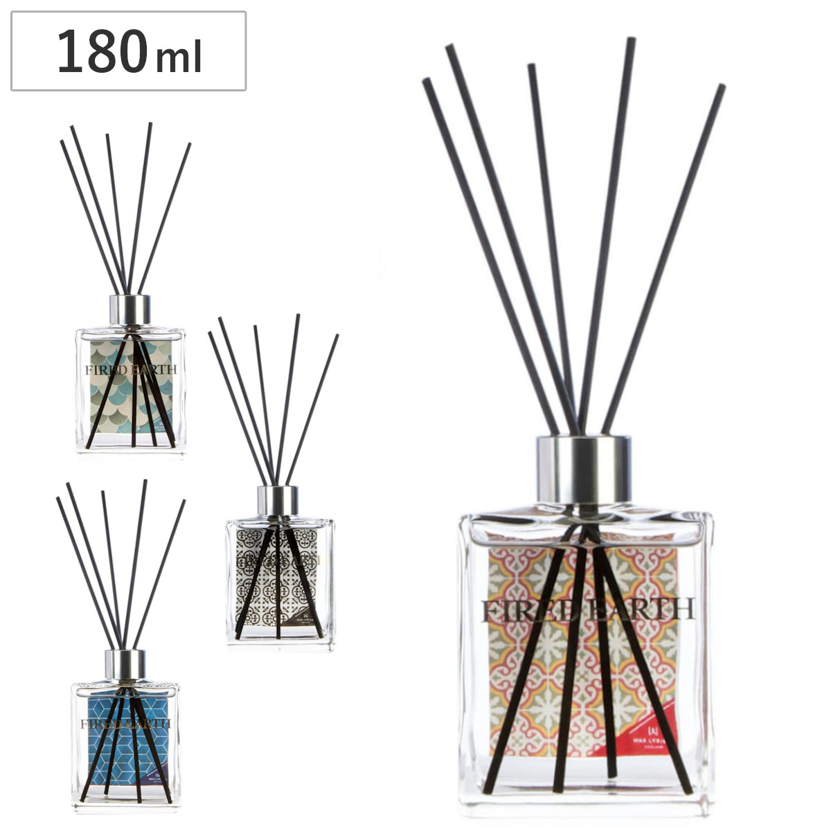 ディフューザー ファイヤードアース 180ml （ リードディフューザー アロマディフューザー スティック FIRED EARTH 紅茶の香り ルームフレグランス インテリア おしゃれ 香り ガラス 芳香剤 アロマ フレグランス 寝室 玄関 ） 【アッサム×ホワイトシダー】