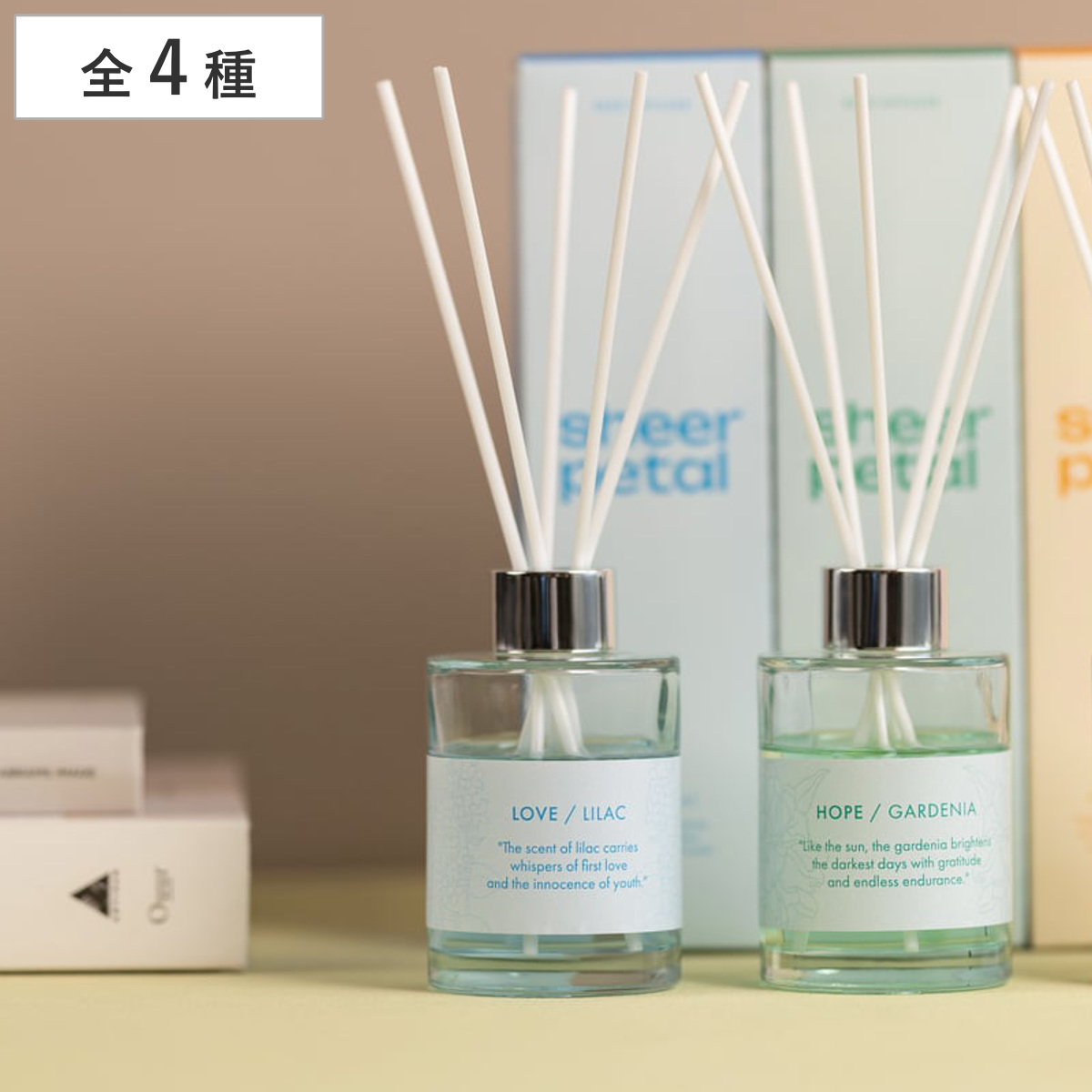 ディフューザー シアーペタル 100ml （ リードディフューザー アロマディフューザー スティック ガラス 芳香剤 おしゃれ ルームフレグランス インテリア 香り メッセージカード付き ） 【カモミール】