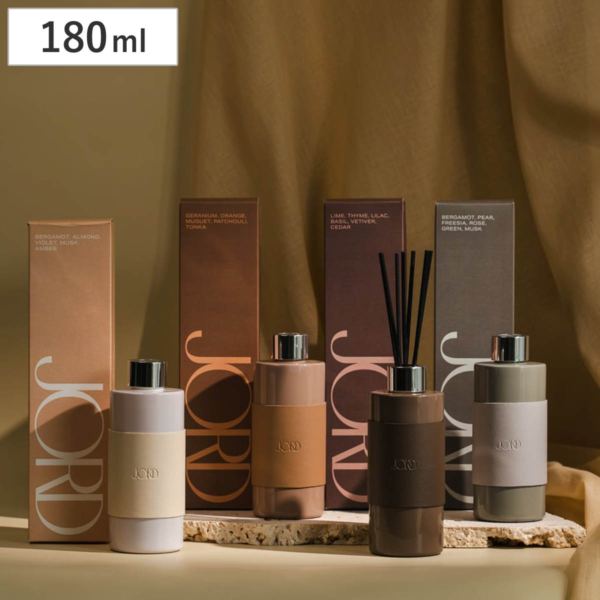 ディフューザー JORDヨルド 180ml （ リードディフューザー アロマディフューザー スティック ガラス 芳香剤 おしゃれ スリーブ付き ルームフレグランス インテリア 香り フレグランス コンパクトサイズ スリム ） 【ゴールデンダスク】