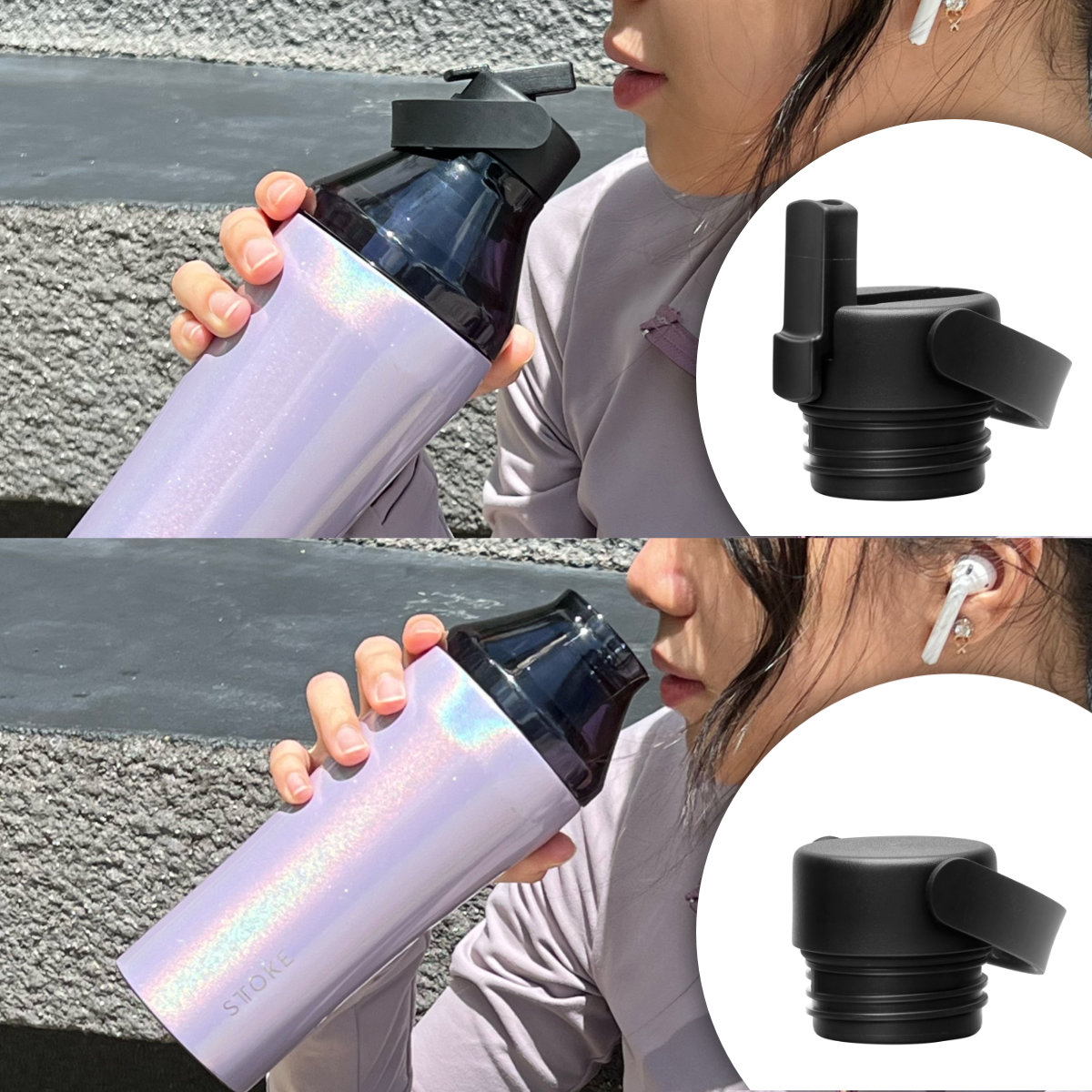 STTOKE ストーク ハイドレート&エクステンションセット ( ストロー フタ 蓋 ヨガ ジム Gサイズ Lサイズ 完全止水 ストローキャップ ボトル キャップ スポーツ 容量 替えキャップ マグボトル マイボトル ドリンクボトル )