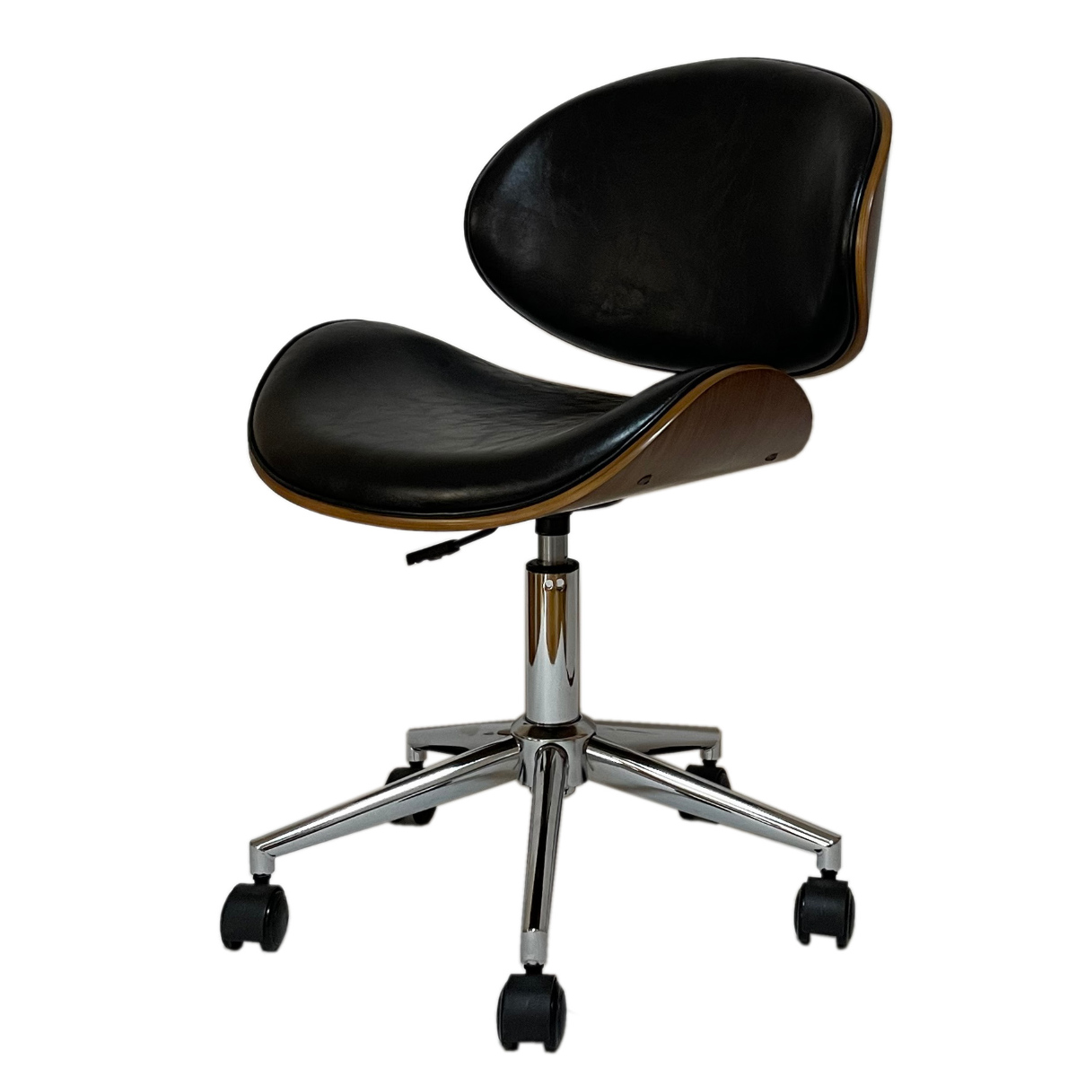 オフィスチェア 昇降式 座面高43~54.5cm 合皮タイプ デスクチェア KNOX ( 椅子 イス いす チェア キャスター付き 高さ調節 曲木 木目 レザー調 おしゃれ 高級感 ) 【グリーン】 グリーン