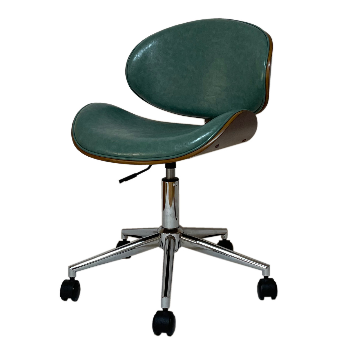オフィスチェア 昇降式 座面高43~54.5cm 合皮タイプ デスクチェア KNOX ( 椅子 イス いす チェア キャスター付き 高さ調節 曲木 木目 レザー調 おしゃれ 高級感 ) 【グリーン】 グリーン