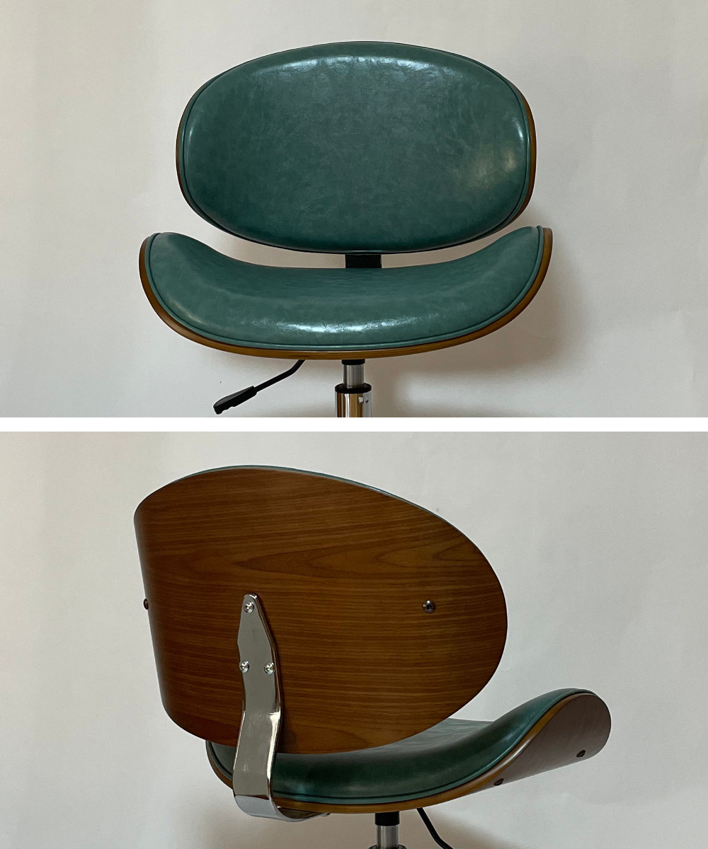 オフィスチェア 昇降式 座面高43~54.5cm 合皮タイプ デスクチェア KNOX ( 椅子 イス いす チェア キャスター付き 高さ調節 曲木 木目 レザー調 おしゃれ 高級感 ) 【グリーン】 グリーン