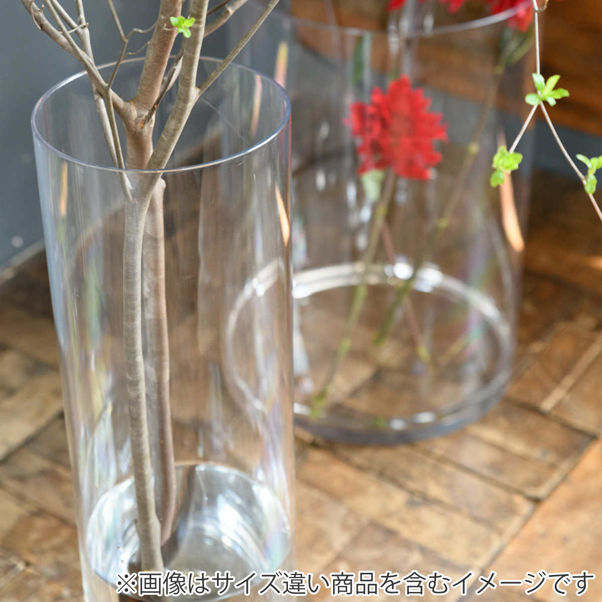 ポリカーボネート製　φ15×H10　シリンダー　フラワーベース　浅型花瓶