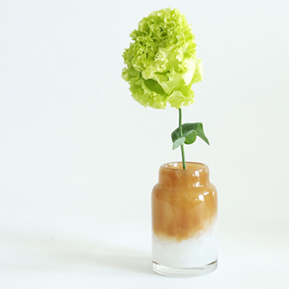 花瓶 DGボトルベース 直径7.5×高さ12cm ホワイトブラウン ガラス