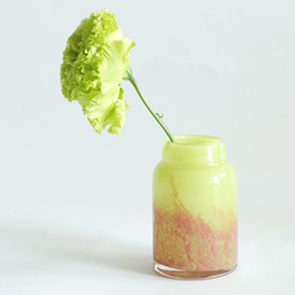 花瓶 DGボトルベース 直径7.5×高さ12cm ピンクグリーン ガラス