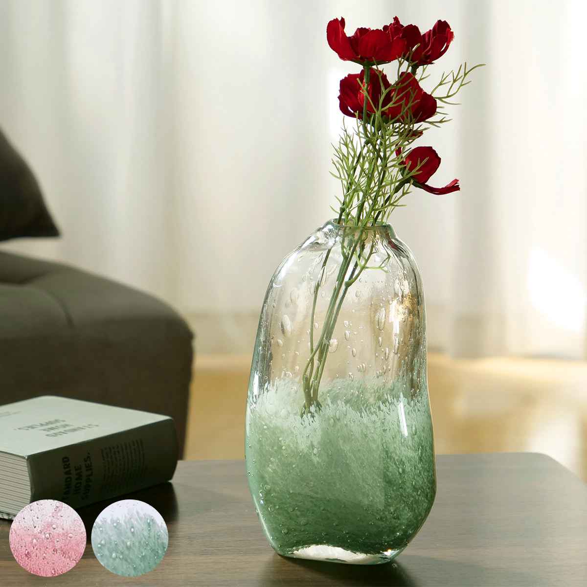 花瓶 DGマコベース 幅11.5×奥行7.5×高さ20cm ガラス （ 花びん フラワーベース 花器 ガラス製 インテリア 雑貨 生花 ドライフラワー 植