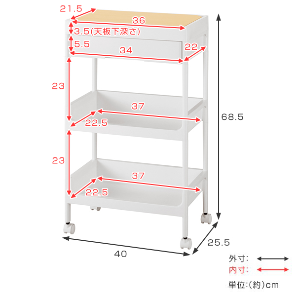 リビングワゴン ハイハイタイプ 約幅40cm ライトブラウン 木製 | unimac.az