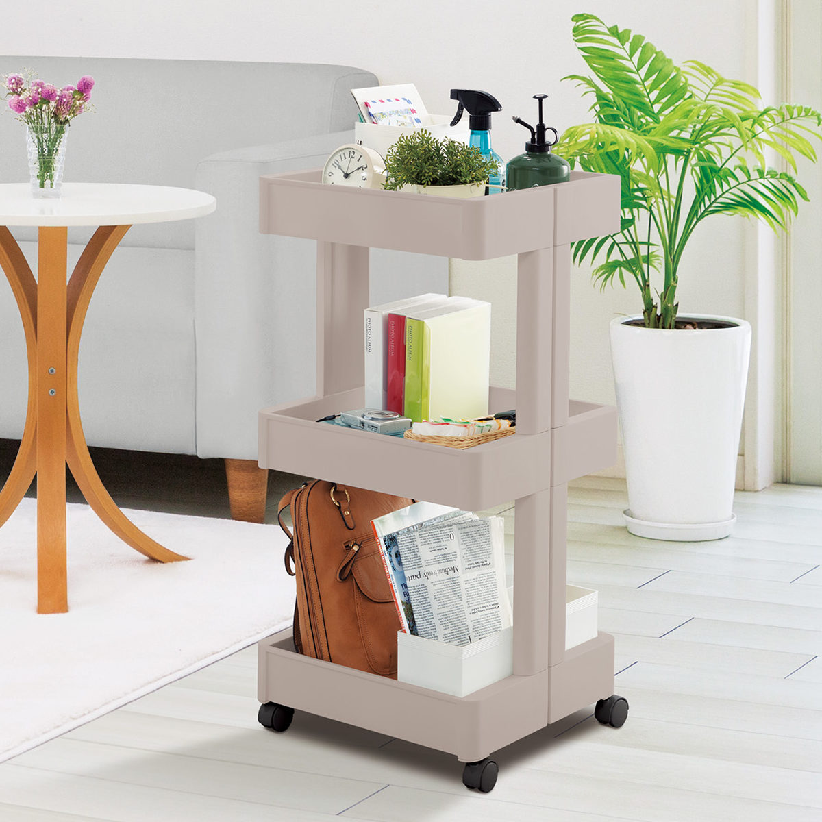 キッチンワゴン スマートワゴン Fit W350 3段 ( キャスター付き 日本製 隙間収納 スリムワゴン 隙間ラック オープンラック キッチン隙間収納 すき間収納 キッチン収納 隙間 すき間 すきま ) 【グレー】 グレー