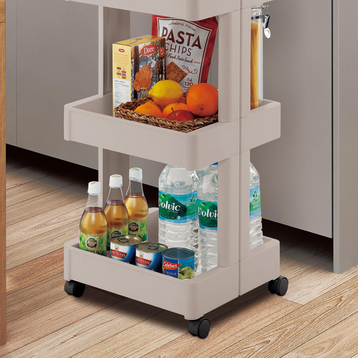 キッチンワゴン スマートワゴン Fit W350 3段 ( キャスター付き 日本製 隙間収納 スリムワゴン 隙間ラック オープンラック キッチン隙間収納 すき間収納 キッチン収納 隙間 すき間 すきま ) 【グレー】 グレー