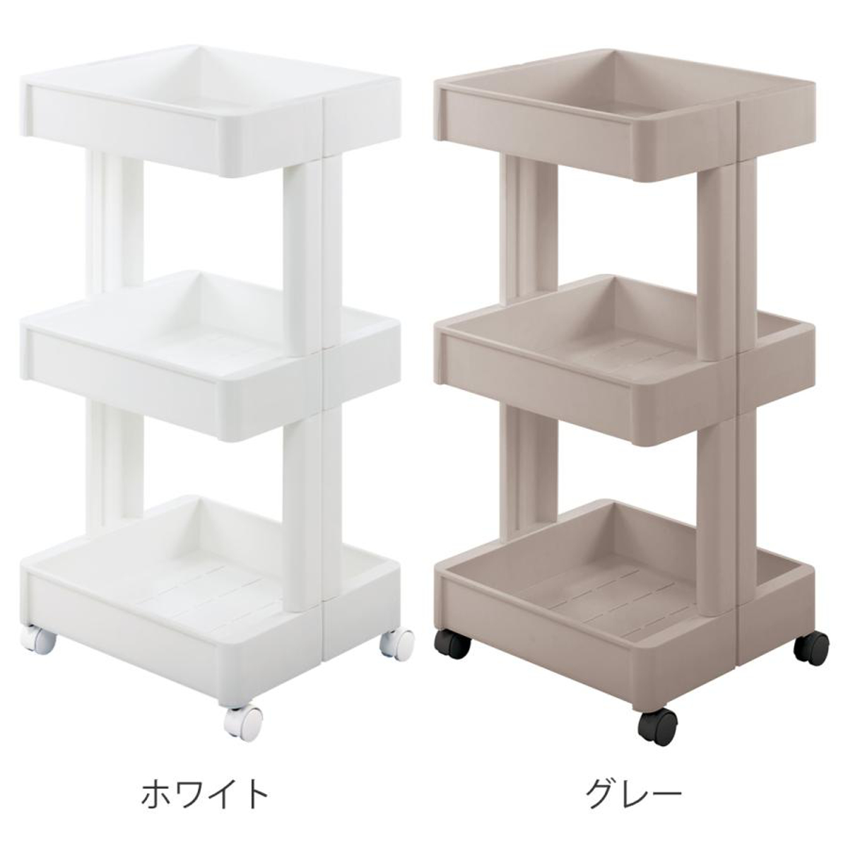 キッチンワゴン スマートワゴン Fit W350 3段 ( キャスター付き 日本製 隙間収納 スリムワゴン 隙間ラック オープンラック キッチン隙間収納 すき間収納 キッチン収納 隙間 すき間 すきま ) 【グレー】 グレー