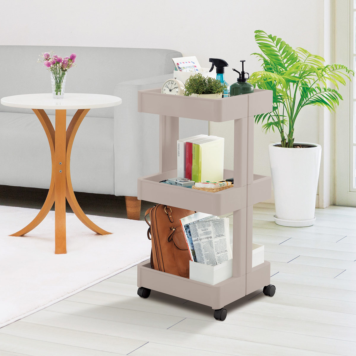 キッチンワゴン スマートワゴン Fit W350 3段 ( キャスター付き 日本製 隙間収納 スリムワゴン 隙間ラック オープンラック キッチン隙間収納 すき間収納 キッチン収納 隙間 すき間 すきま ) 【グレー】 グレー