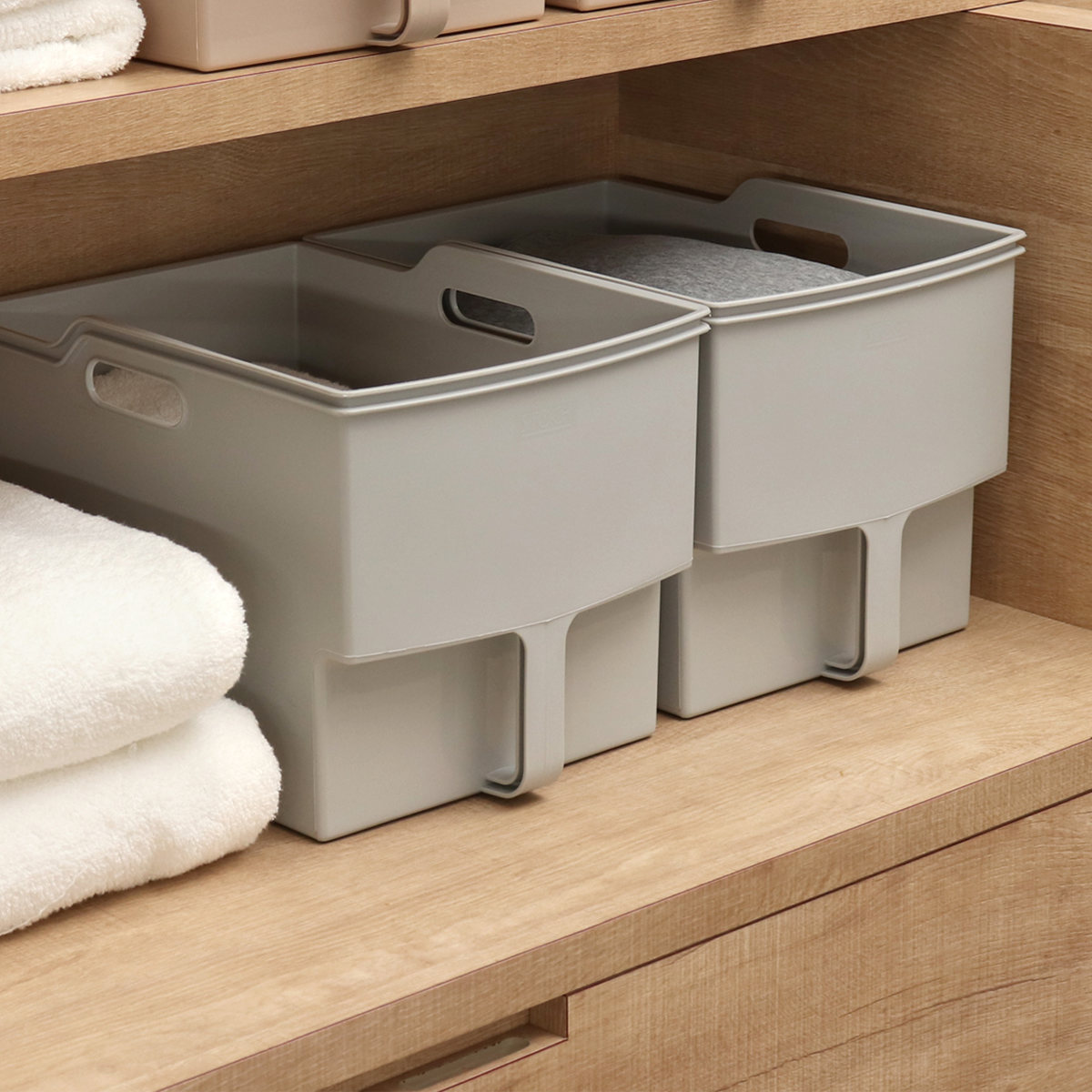 キッチン収納ケース 吊り戸棚ボックスワイド 幅24cm 6個セット ( キッチンストッカー ワイド 取っ手付き 吊戸棚 ケース 吊戸棚ボックス 吊り戸棚ストッカー 吊戸棚収納 戸棚収納 収納BOX 吊り戸棚 キッチン 収納 整理ケース ) 【ブラウン】 ブラウン