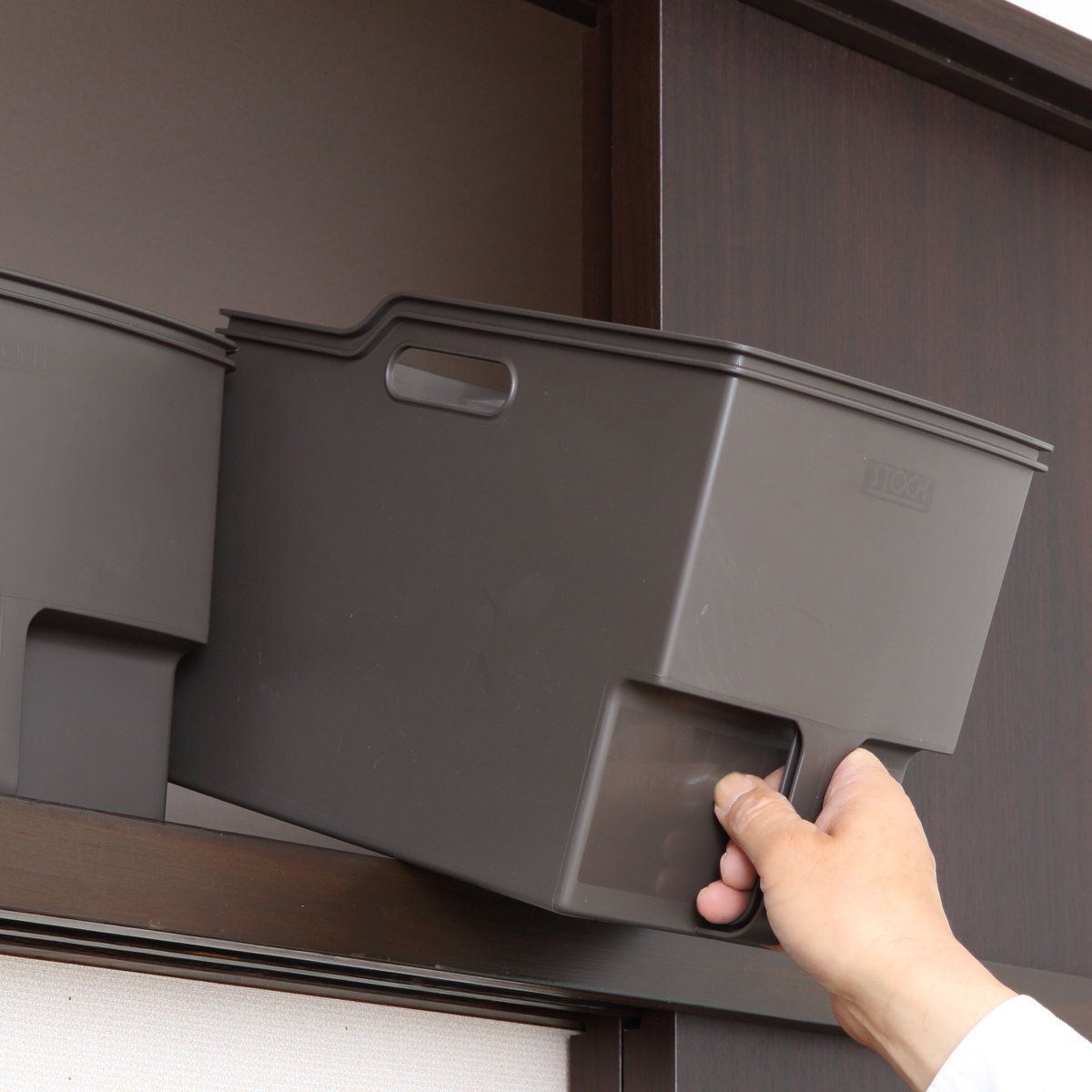 キッチン収納ケース 吊り戸棚ボックススリム 幅18.5cm 6個セット ( キッチンストッカー 取っ手付き 吊戸棚 ケース 吊戸棚ボックス 吊り戸棚ストッカー 吊戸棚収納 戸棚収納 収納BOX 吊り戸棚 キッチン 収納 整理ケース ボックス ) 【クリア】 クリア