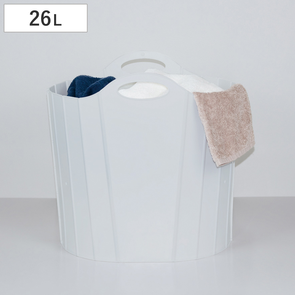 ランドリーバスケット 折りたたみバスケット 26L ( 洗濯かご 折りたたみ 折り畳み スリム ランドリーバッグ 洗濯 持ち手付き 軽量 丈夫 省スペース 隙間収納 洗濯用品 ランドリー バスケット )