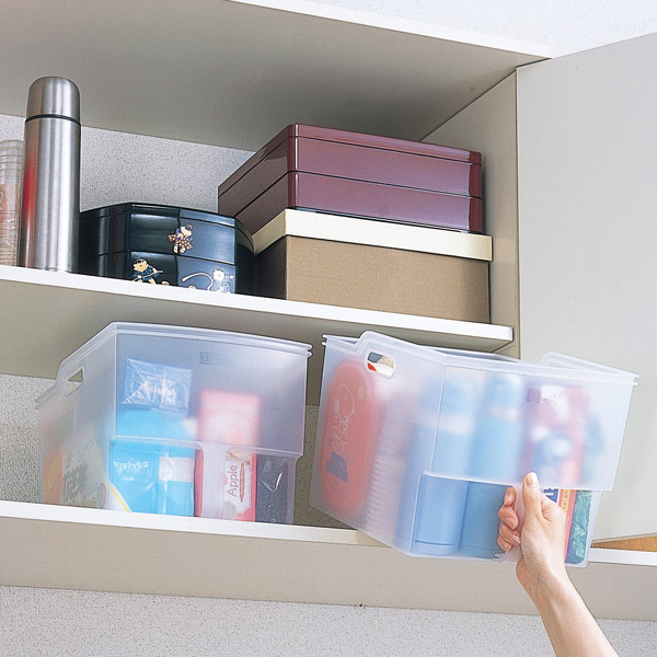 吊戸棚ボックス スリム4個 ワイド4個 ( 幅18.5cm 幅24cm キッチンストッカー 取っ手付き 吊戸棚 ケース ボックス 吊り戸棚ストッカー キッチン収納ケース 戸棚収納 収納BOX 吊り戸棚 キッチン 収納 整理ケース ) 【ブラウン】 ブラウン