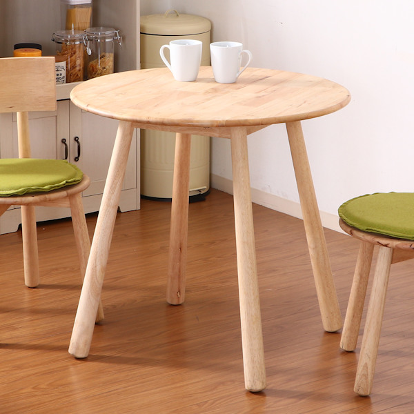 カフェテーブル 幅75cm 木製 天然木 ラウンドテーブル 丸テーブル 円型 ...