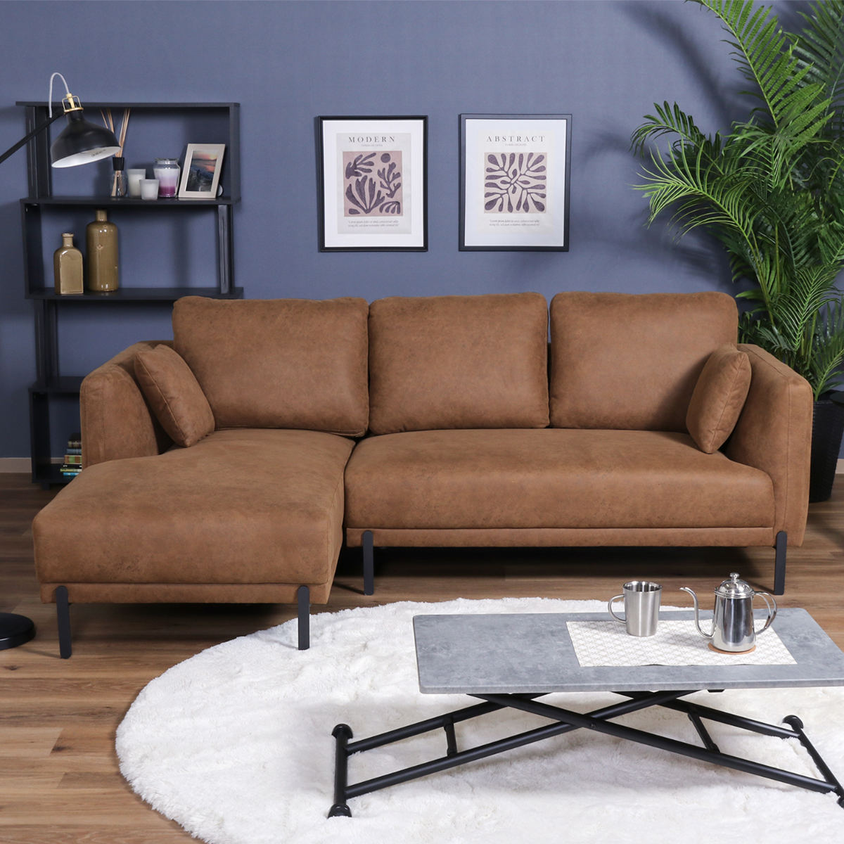 カウチソファ 右カウチ 幅223cm 3人掛け クリード 抗菌生地仕様 – ハウジー